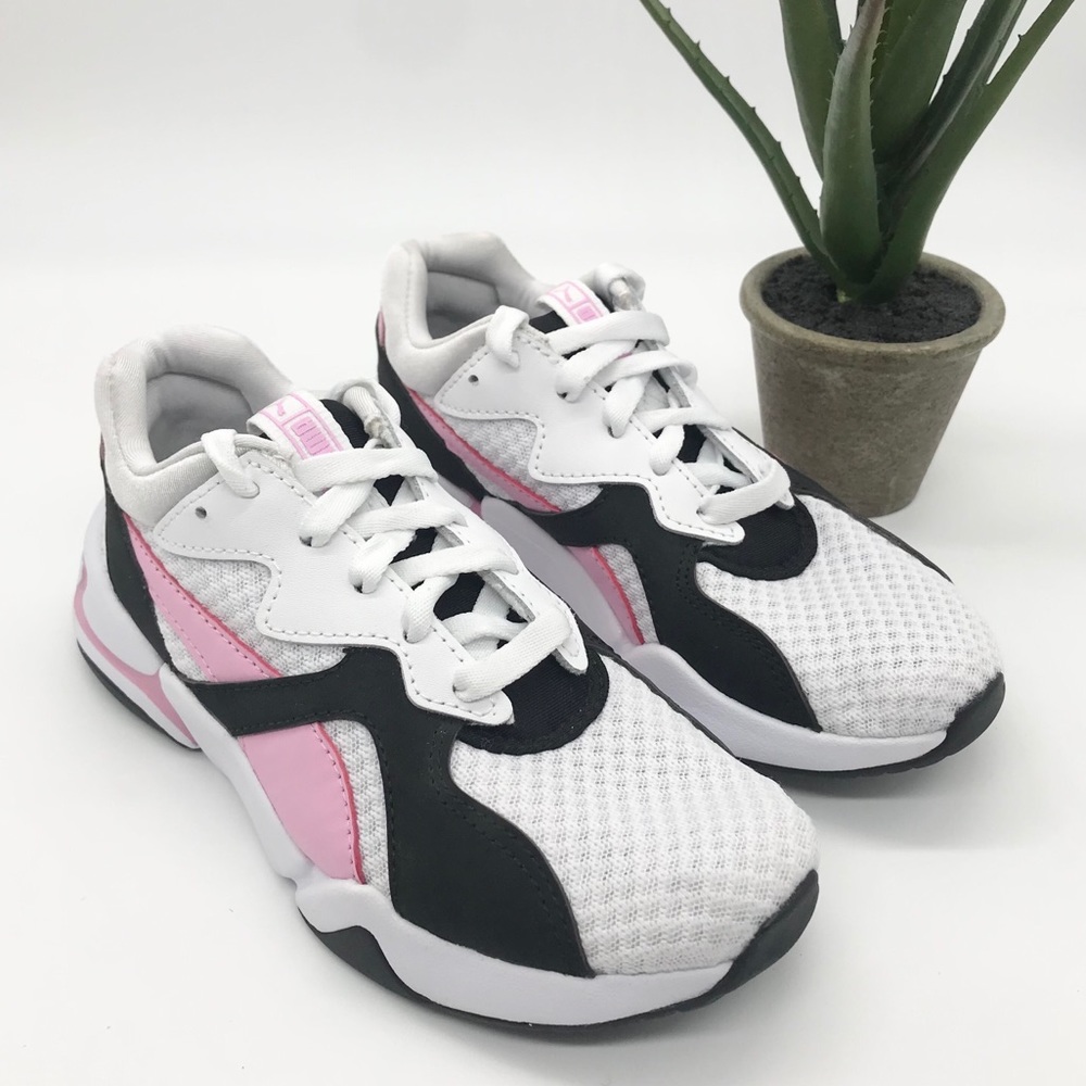 Puma Kids Nova White Black Pink Casual Sneakers